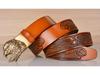 Eagle Embossed Cowhide Leather Belt with Automatic Buckle