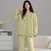 Air Cotton Pajamas Women'S Spring And Autumn Thickened Pure Cotton Loungewear Autumn And Winter Interlayer Thin Padded Cotton Set