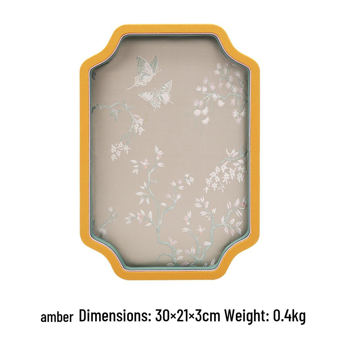 Brocade Embroidery Jade Jewelry Display & Storage Tray Embroidered Pattern 30*21*3cm