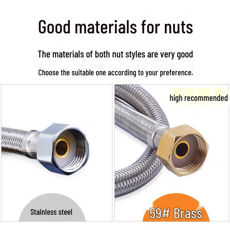 304 Stainless Steel Braided High-Pressure Faucet Hose for Hot & Cold Water