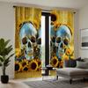 2pcs set HD Halloween Sunflowers surround Skull curtain Yellow tie digital printed curtain Home Decor style Decorate living r