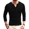 Herren Freizeit Slim Fit Langarm Henley T-Shirt Herren Basic Unterzieh-Top