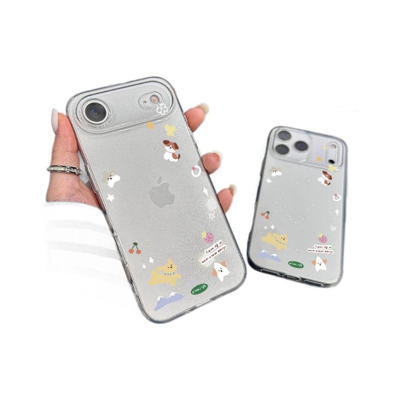 Fine flash soft case Large hole Suitable for Apple 17promax mobile phone case 13 14 15 Transparent 16pro glitter 12 11
