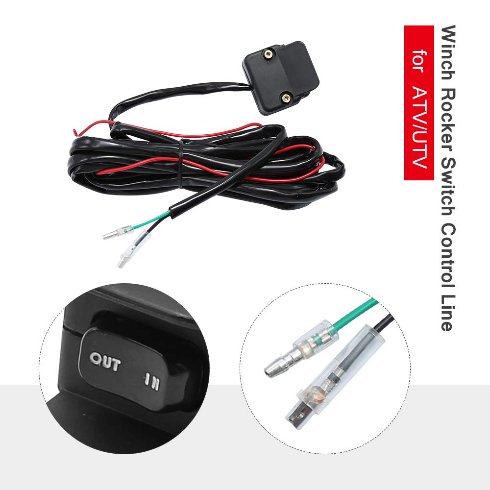 Heavy Duty Handlebar Control Line Winch Rocker Switch Handlebar Control Warn Accessories For ATV/UTV 3 Meter Black