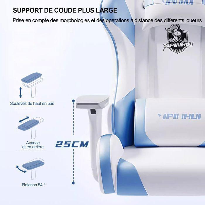 FOXSPORT-fauteuil gaming-Chaise De Jeu ergonomique-Avec repose-pieds-Réglable En hauteur-Chevalier De La Lune-charge 200KG-Bleu