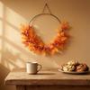 HalfWreath Artificial Wreath with Metal Hoop Seasonal Decor for Door, Thanksgiving, Entryway