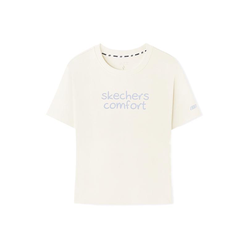 Skechers Elastic Comfortable Skin-Friendly Drop Shoulder T-Shirt Women tops L226W025-0074 S