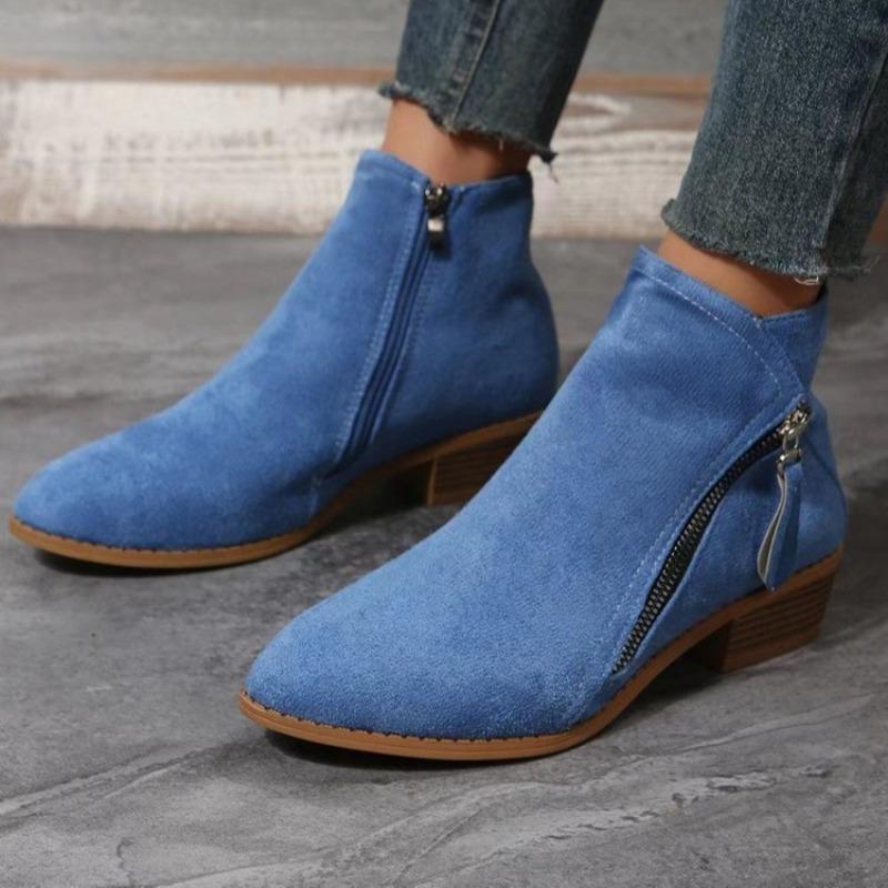 Fashion New Style Luxury Women Boots Autumn Suede Boots Women Fashion Plus Size 43 Platform Side Zipper Heeled Ankle Boots Zapatos Mujer