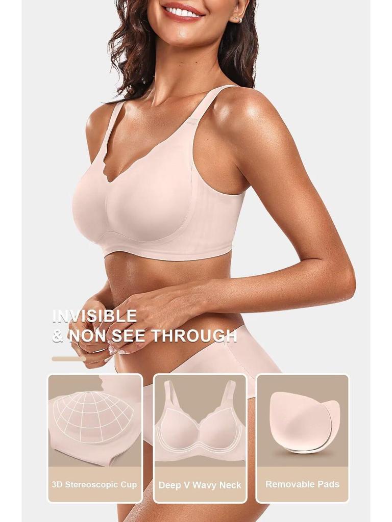 European and American Seamless Jelly Soft Support Wireless Gathered Bra