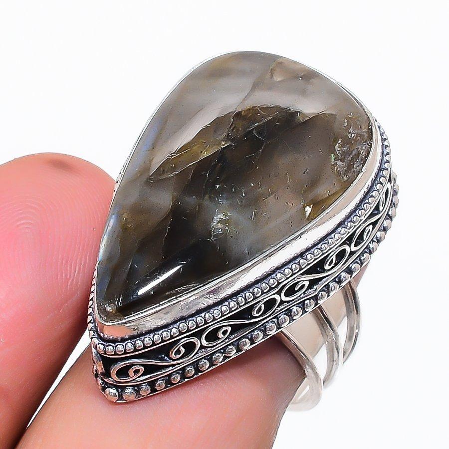 Labradorite Gemstone 925 Sterling Silver Jewelry Ring Size 8