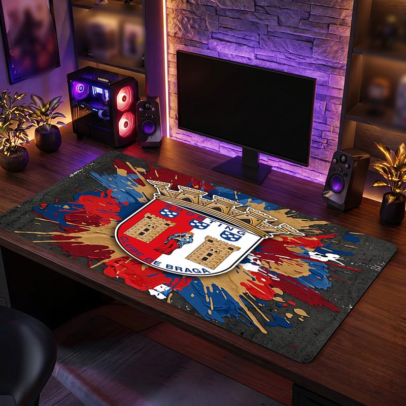 Braga FC Theme Pattern Mouse Pad, Soccer Logo Design XXL Gaming Desk Mat Non-Slip Computer Mouse Pad