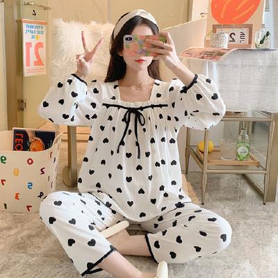 French Court Women Pajamas Autumn Long-sleeved Thin Two-piece Suit Lace Princess White Homewear Plus Size