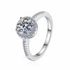 S925 Sterling Silver Moissanite Ring with 1 Carat Round Diamond, Adjustable Fit for Women