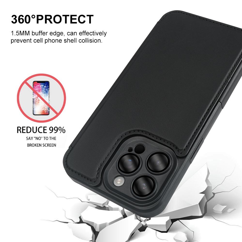 For iPhone 13 Pro Max Magnetic Case RCS Eco Friendly Flip Phone Cover with Kickstand RFID Blocking
