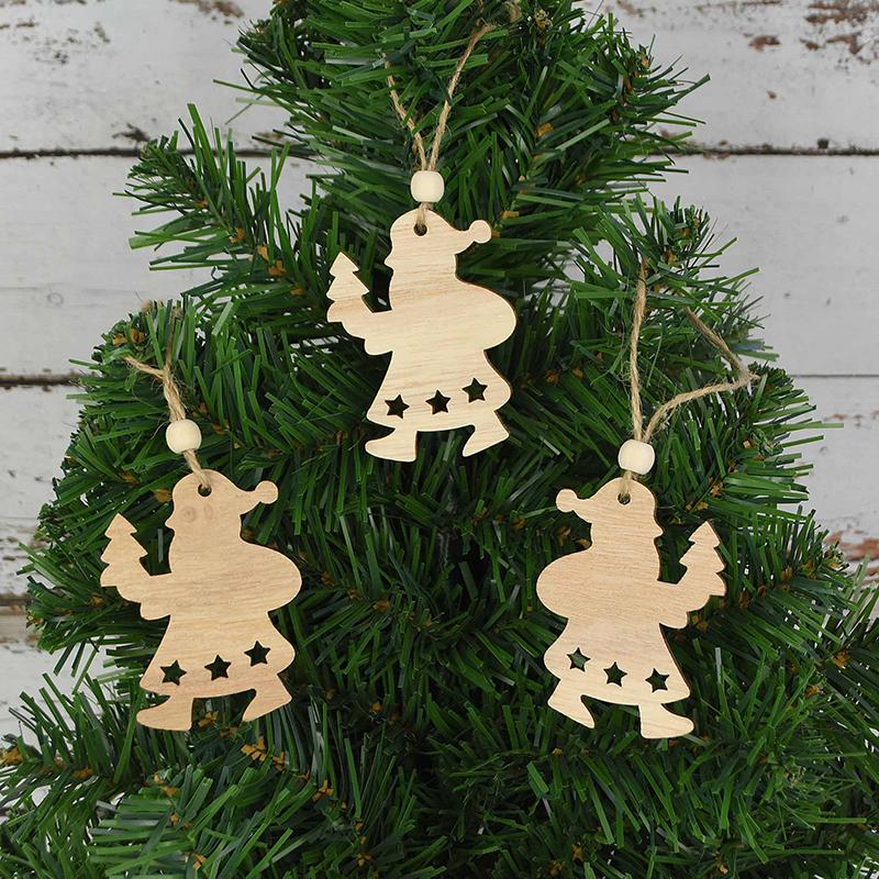3 Stück Vintage Weihnachten Holzanhänger Ornamente DIY Holzhandwerk Weihnachtsdekorationen Weihnachtsbaum Hängeornamente Geschenke