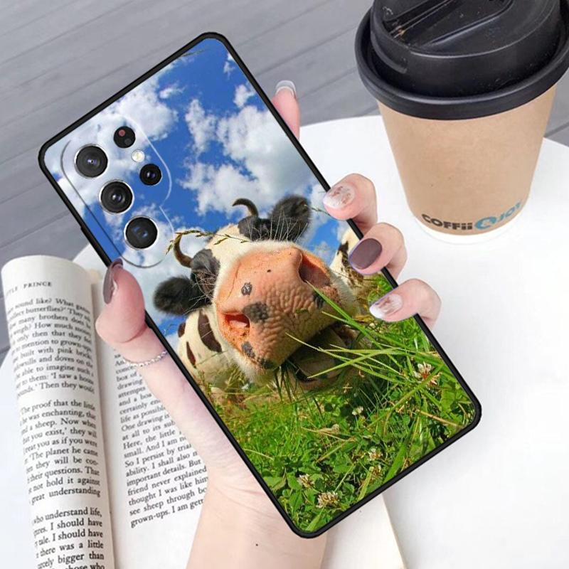 Funny Cow Face phone case Cover For Samsung Galaxy S24 S25 Ultra S21 S22 Ultra S10E Note 10 Plus Note 20 FE S23
