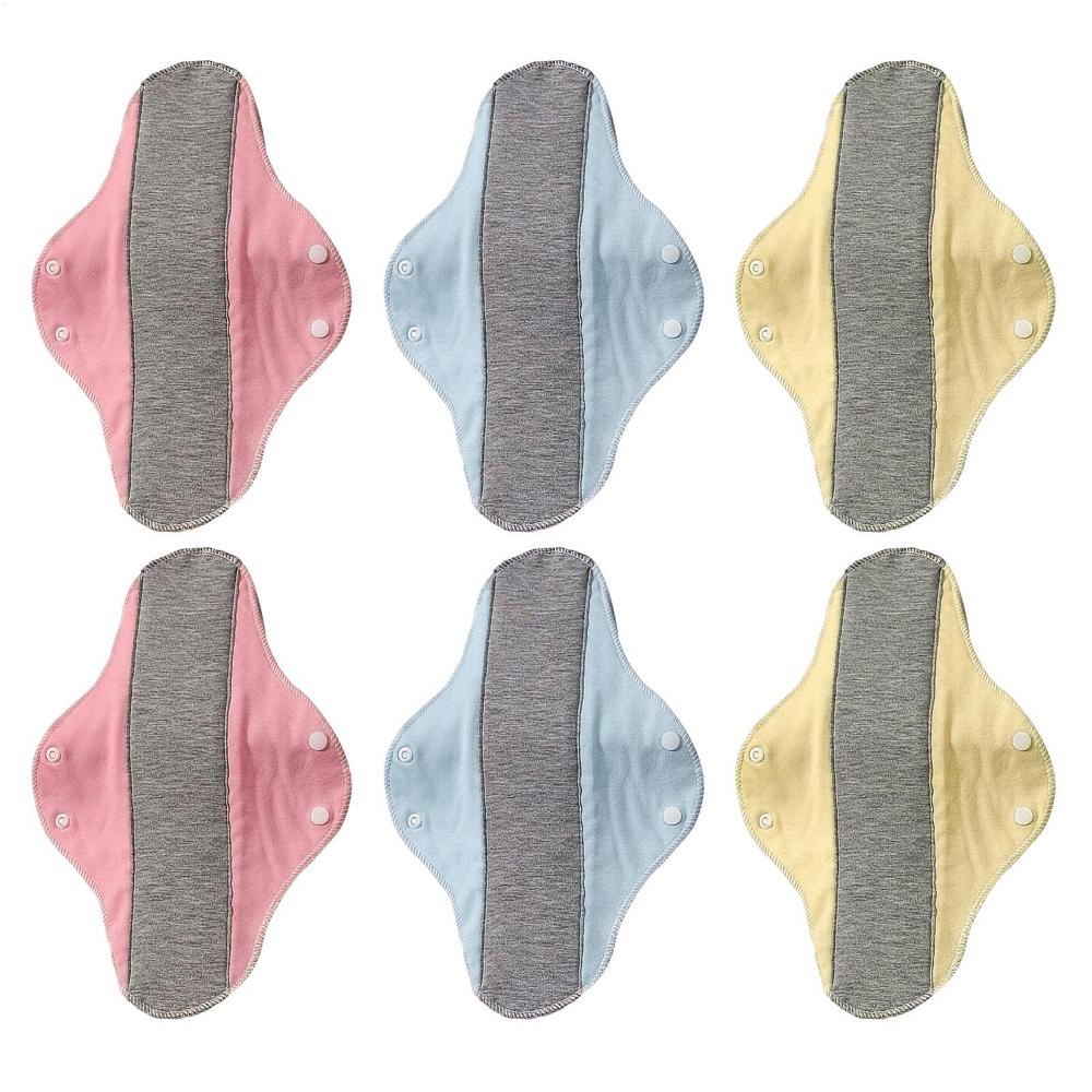 

6pcs aldult Reusable Period Pads Leakproof Washable Breathable Mat Napkins Reusable Feminine Pad for Elderly Urinary Postpartum