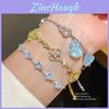 14k Gold Plated Zircon Flower Bracelet For Women With Elegant Design