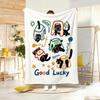 Cute Oil Painting Print Throw Lightweight 240G Flannel Blanket Soft Skin-Friendly For Summer Cooling