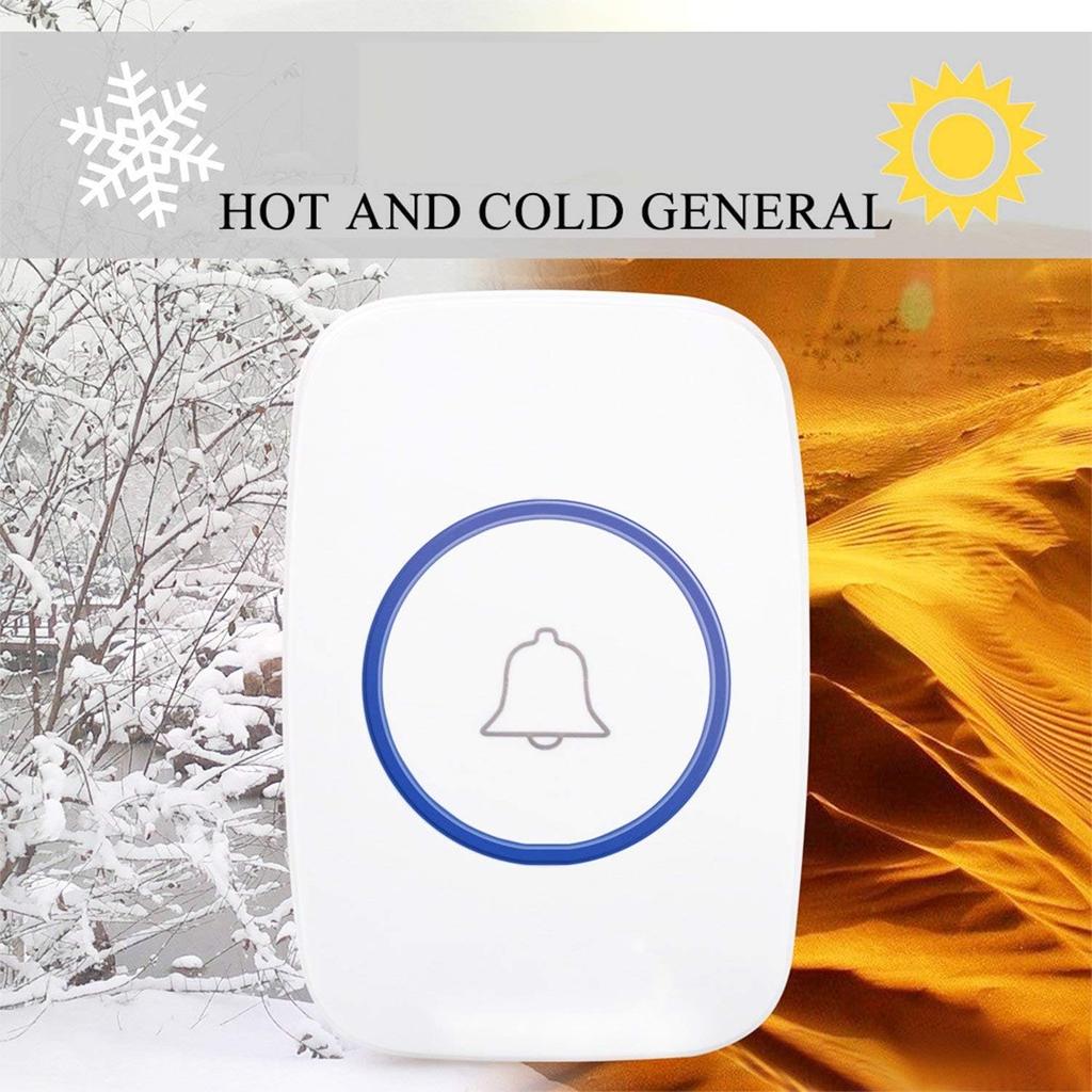 Wireless Doorbell, Waterproof Door Bell Kit with 1 doorbell sound and 1 working switch (Includes an alkaline battery), Operating at 500Feet,