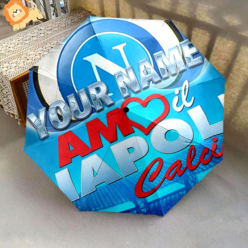 1 PC Automatic Folding Umbrella - SSC Napoli Custom Name Pattern, Portable & Foldable Design with 8 Ribs, Christmas Birthday Gifts