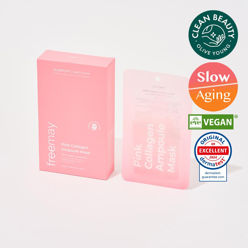 Primay [bamboo Vegan Sheet Elasticity Improvement] Primay Pink Collagen Ampoule Mask 10 Sheets