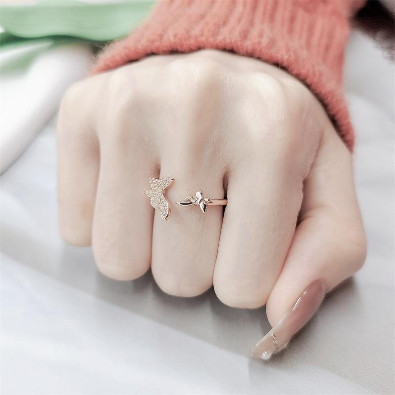 Elegant Fairy Butterfly Open Ring: Women s Chic Personality Index and Pinky Ring with Unique Design Adjustable Open