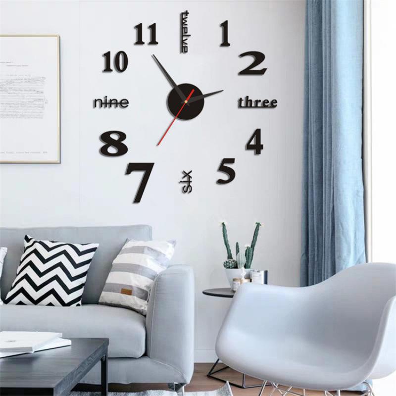 2D 3D Wall Clock Mirror Wall Stickers Diy Large Acrylic Quartz Wall Clocks Removable 4 Color Art Decal Sticker Home Decor