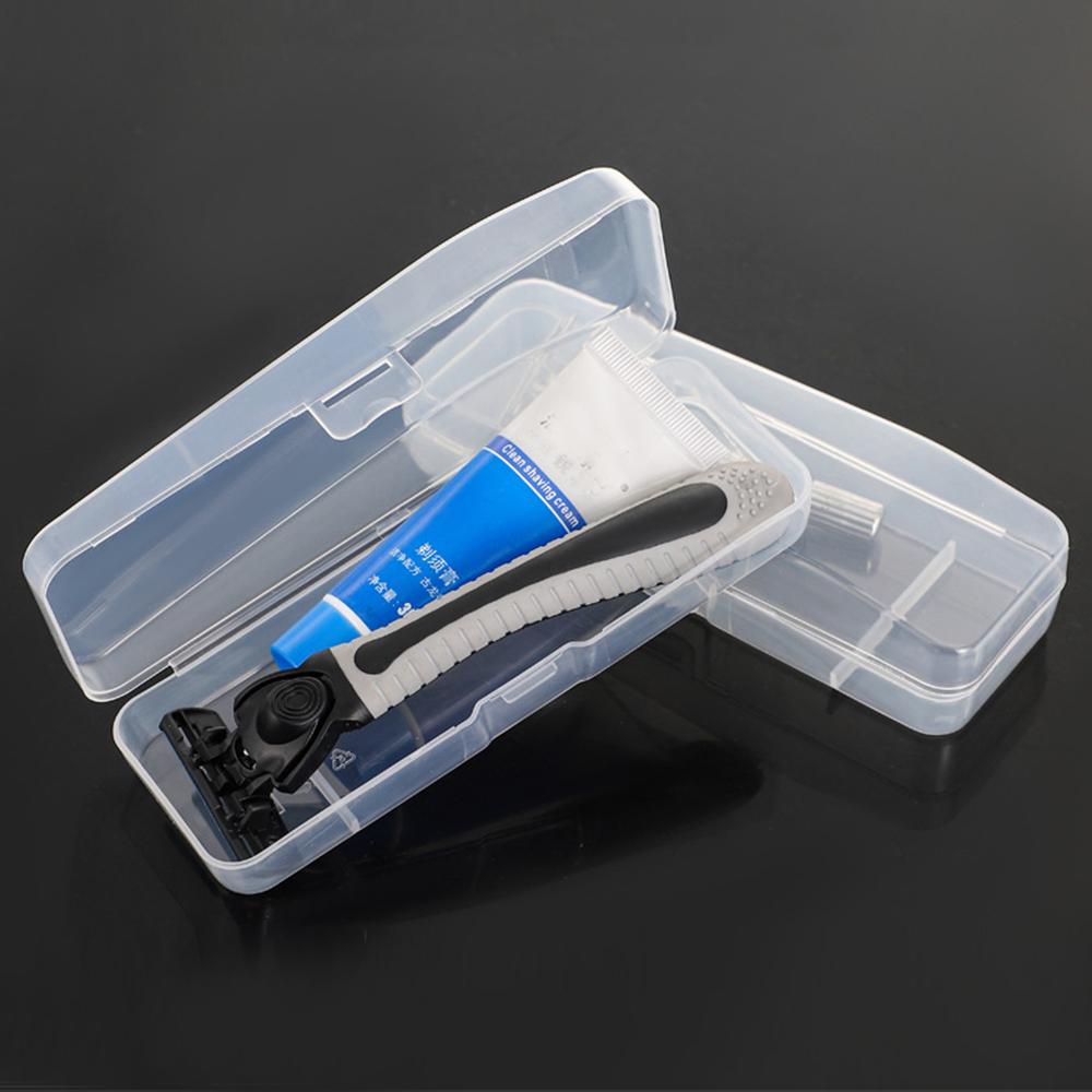 Portable Travel Men's Razor Case Shaving Machine Container Holder Shaver Box Transparent Plastic Razor Blades Storage Box