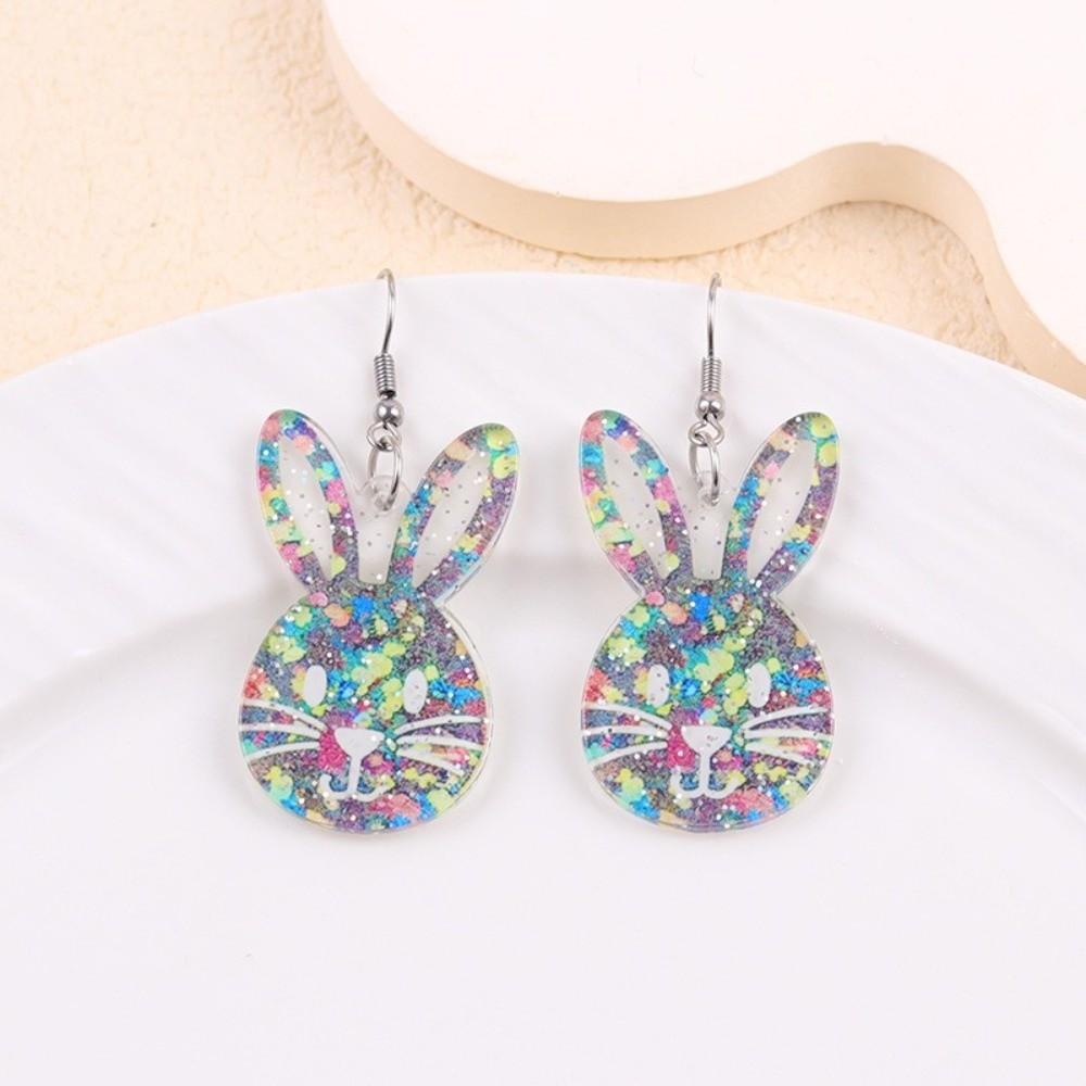 Acrylic Bunny Pendant Earrings Flower Easter Egg Dangle Earrings Easter Egg Earrings  Gifts