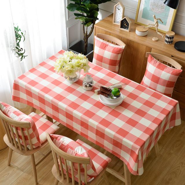 

Новая розовая квадратная клетчатая скатерть для стола, однотонная скатерть для обеденного стола из скандинавского хлопка 90x90cm розовый