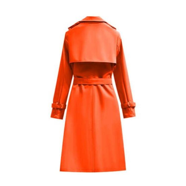 Windproof Women Trench Coat Double Breasted Long Overcoat with Belt and Notch Lapel Classic Outerwear for Fall Winter