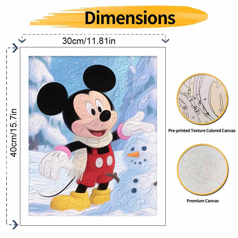 Disney Mickey Mouse Winter Snowman Digital Oil Painting Hand Painting Kit Diy Home Decoration