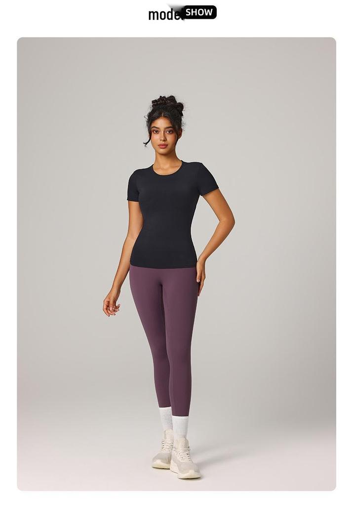 Schnelltrocknendes atmungsaktives Yoga-Top: Hautfreundliches Kurzarm-Slim-Fit für Fitness & Laufen