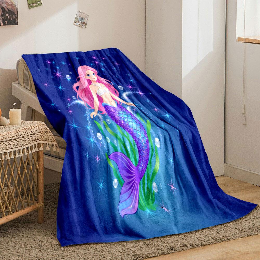 1PC Dreamy Starry Sky Elf Unicorn Printed Blanket Children Adult Blanket Soft and Warm Bedding for Sofa Outdoor Travel Blanket
