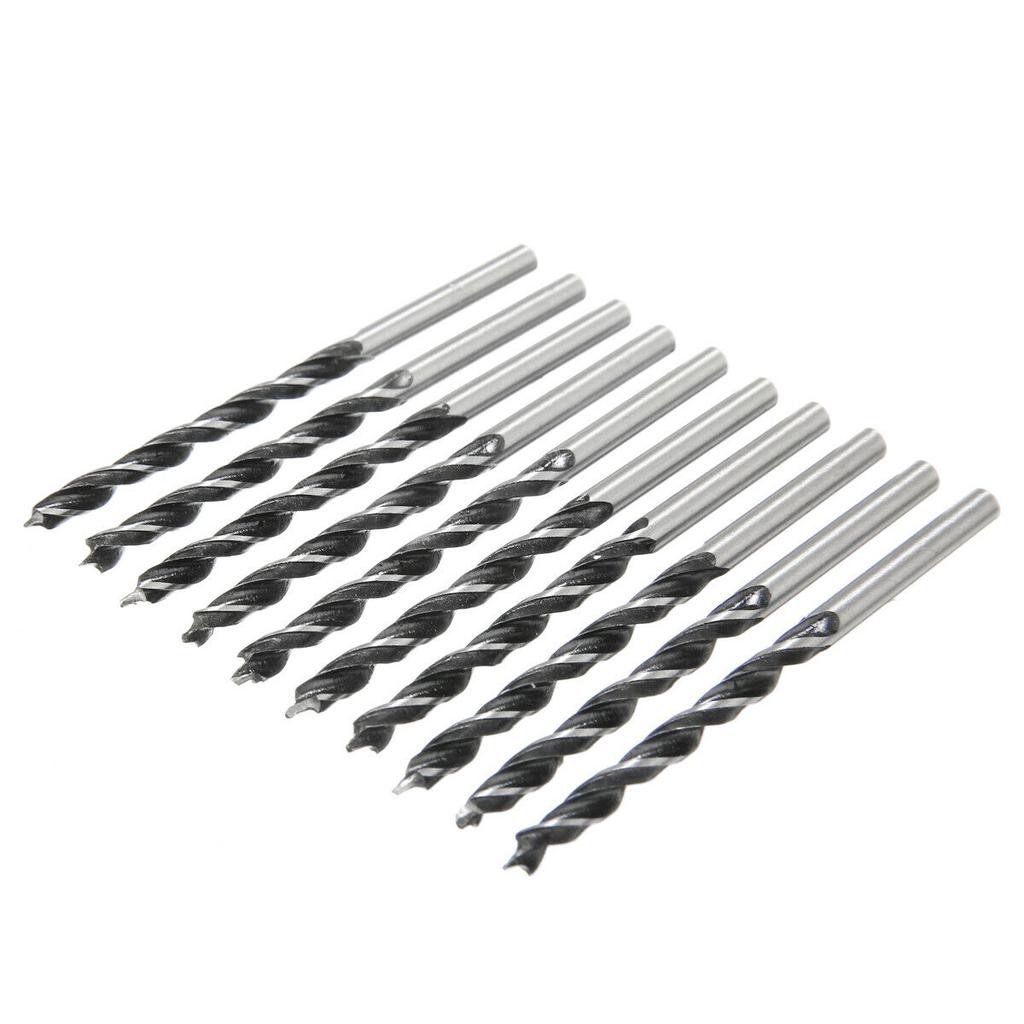 10pcs High Carbon Steel Woodworking Spiral Drill Bit 5mm Wood Drills Full Grinding Blade W/ Center Point Power Tools Parts