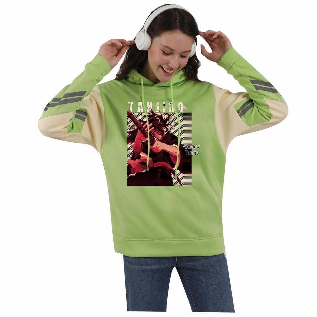 Demon Slayer Harajuku Anime Patchwork Hoodie for Couples