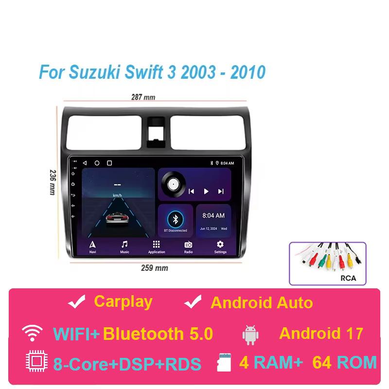 Car Radio Android 17 For Suzuki Swift 2003-2010 Navigation Multimedia Video Player Carplay Auto Head Unit BT Stereo GPS 4G WIFI