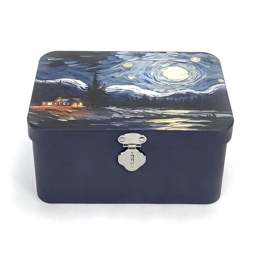 Rectangular Shape Tinplate Box Large Size Empty Box Treasure Chest Iron Box  Cosmetic Organizer