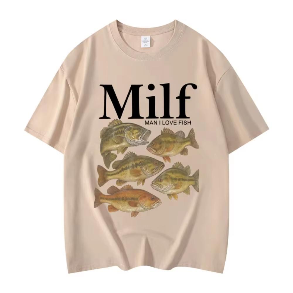 

I Love Fish Fun Emoji Pack Tshirt Stylish Retro ShortSleeve TShirt Loose Fit Pure Cotton SpringSummer New Couple Shirt 4XL