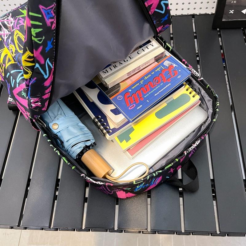 Backpack Men's Graffiti Backpack Senior High School Student Schoolbag