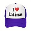I Love Latinas Trucker Hat Adjustable Mesh Baseball Cap Casual Polyester Summer Sports Style