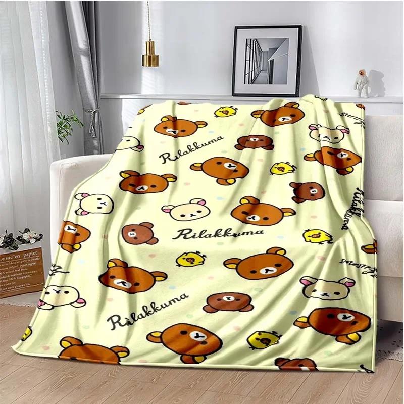 Cartoon Rilakkuma Anime Throws Blanket Sofa Home Hiking Picnic Bed Kid Super Soft Cute Kawai Flannel Blanket Power Birthday Gift