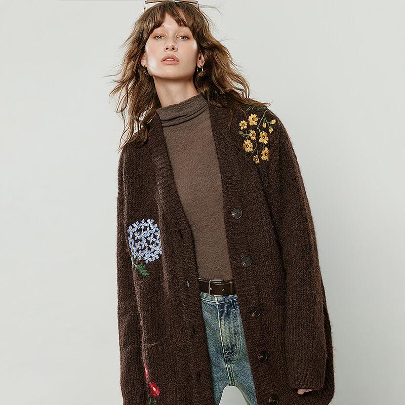 Chuyu Women's Embroidered V-Neck Cardigan Sweater