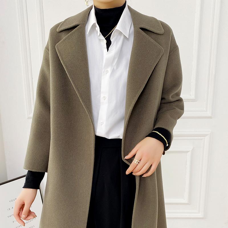 Women Wool Coat TIDENOVEL 100% Wool Autumn Wool Long Coat Handmade Loose Pea Coat Winter Warm Wool Long Jacket Cashmere Overcoat