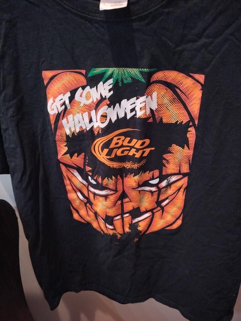 Vintage Bud Light Halloween Jack O Lantern Black T-Shirt L Y9 Unisex T-Shirt XXXXL