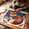 Christmas Fabric Art Patchwork DIY Kit, Adult Sewing Handcrafted Set with Creative Holiday Gift Pre-Cut Squares, Animals Craft for Beginners Quilting