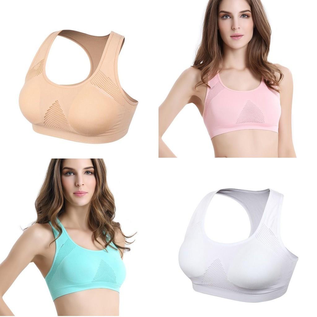 Women Breathable Padded Sports Bra With Hollow Out Design And Pure Color