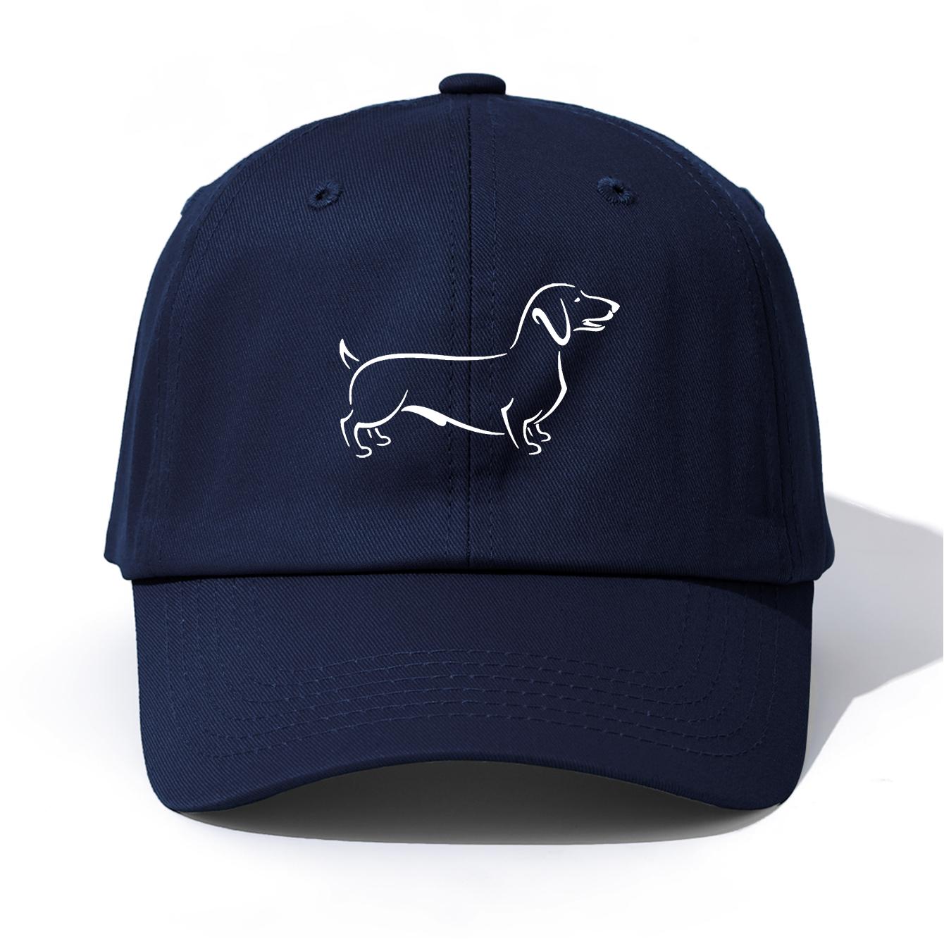 Freedom Outdoors 1 st Dachshund Print Baseballpet voor Volwassenen, Minimalistische Retro Stijl Casual Zachte Verstelbare Papa Pet, Perfect Als Cadeau marineblauwe kleur