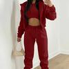 Women's Solid Color Three-Piece Set: Hooded Sweatshirt & Long Pants - Casual, Elegant Commute.